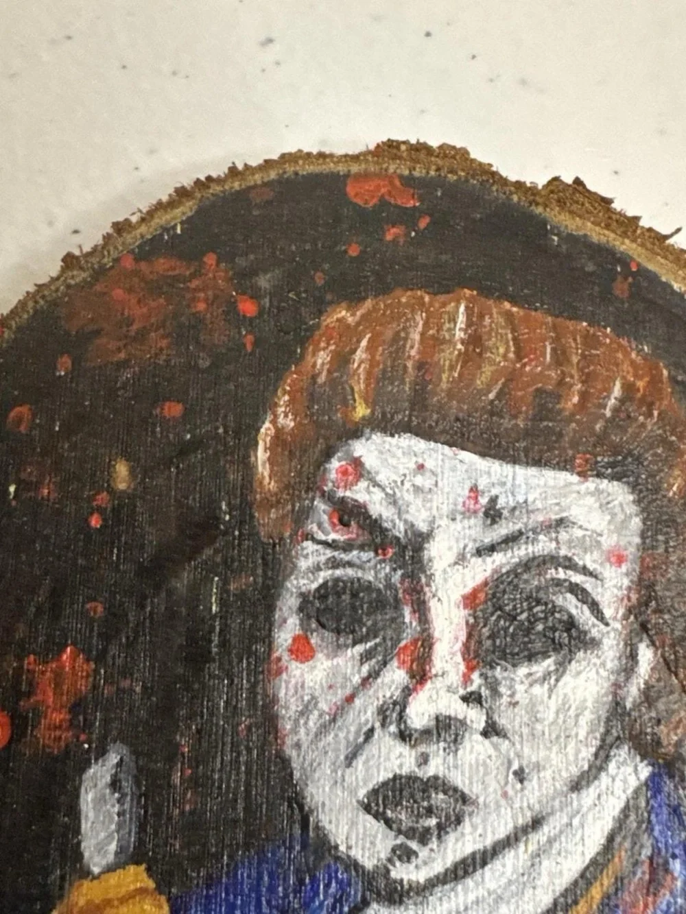Hand-Painted Horror Wood Coaster Set - Green, Red, Black, Purple